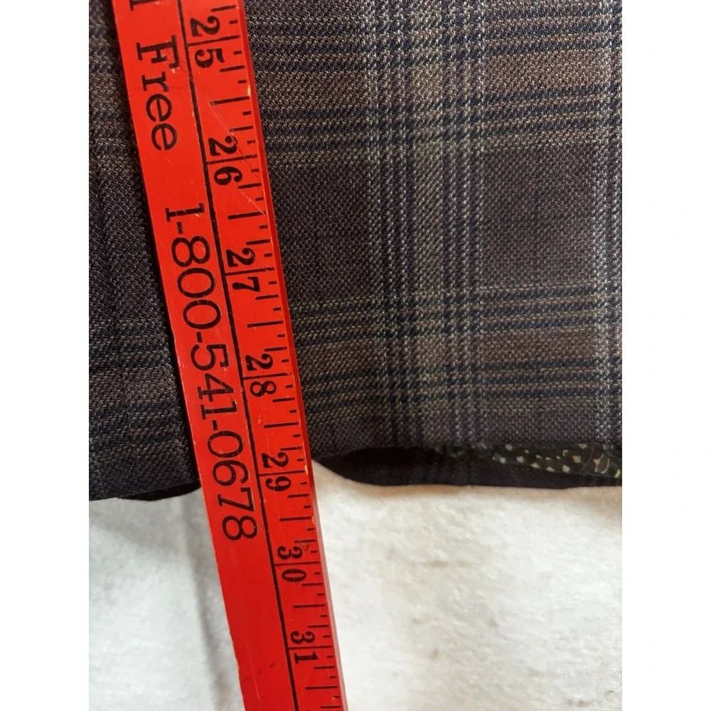 Tallia Mens 46R Plaid Sport Coat Wool Jacket  Brown 2 Button Notch Lapel - Picture 15 of 16